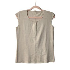 Mayerline Brussels Sweater Vest Women SIze Large 100% Wool Cream Tan FLAW